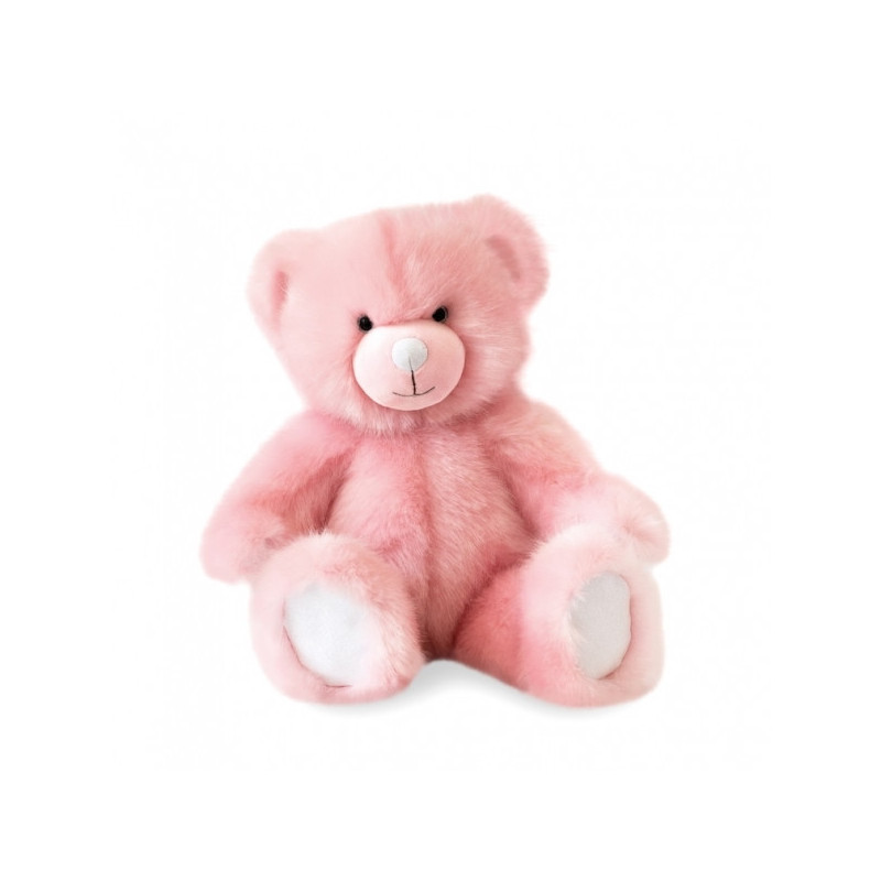 Animaux-Bois-Animaux-Bronzes propose Peluche Ours collection 40 cm - rose sorbet histoire d'ours -DC3451