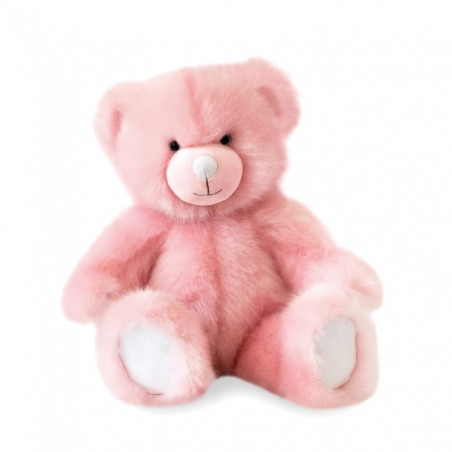 Animaux-Bois-Animaux-Bronzes propose Peluche Ours collection 40 cm - rose sorbet histoire d'ours -DC3451