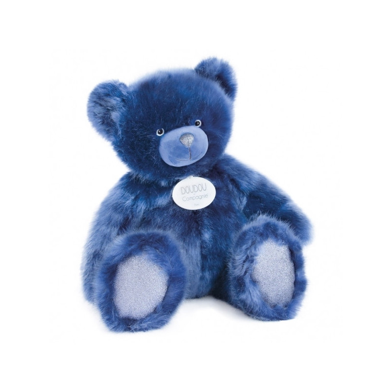 Animaux-Bois-Animaux-Bronzes propose Peluche Ours collection 60 cm - bleu nuit histoire d'ours -DC3412