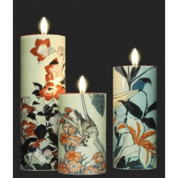 Bougie set 3 hokusai bellflower/irises/ sparrows Parastone -TS06HOK