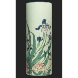 Vase medium hokusai irises/peonies/ sparrows and dragonfly Parastone -VAM01HOK