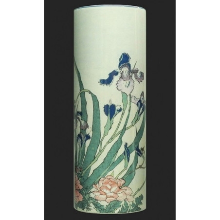 Vase medium hokusai irises/peonies/ sparrows and dragonfly Parastone -VAM01HOK