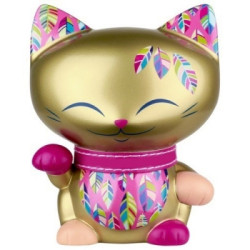 Animaux-Bois-Animaux-Bronzes.com propose Chat porte bonheur mani the lucky cat doré 11 cm -MLCF031