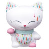 Chat mani porte-bonheur blanc et couleur patte rose - lucky cat 11 cm 064