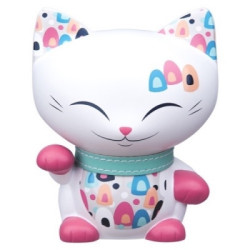 Animaux-Bois-Animaux-Bronzes.com propose Chat mani porte-bonheur patte fuschia- lucky cat 11 cm 065