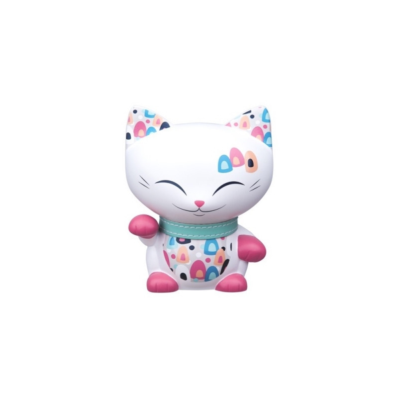 Chat mani porte-bonheur patte fuschia- lucky cat 11 cm 065