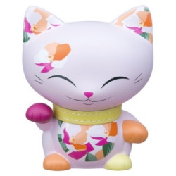 Animaux-Bois-Animaux-Bronzes.com propose Chat mani porte-bonheur patte fuschia- lucky cat 11 cm 066