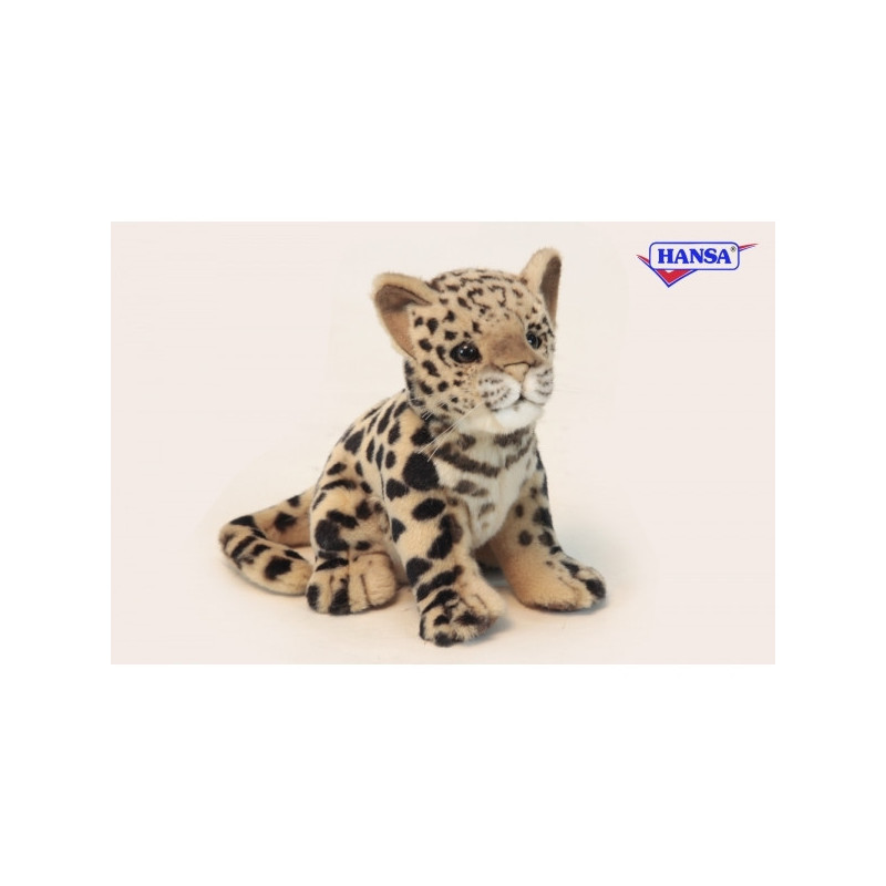 Félin Léopard bébé assis 20cm peluche animalière -3423
