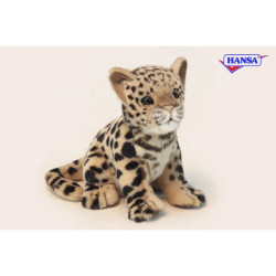 Félin Léopard bébé assis 20cm peluche animalière -3423