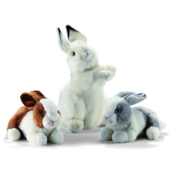 Animaux de la ferme Lapin dressé blanc 50 cm peluche animalière -4538