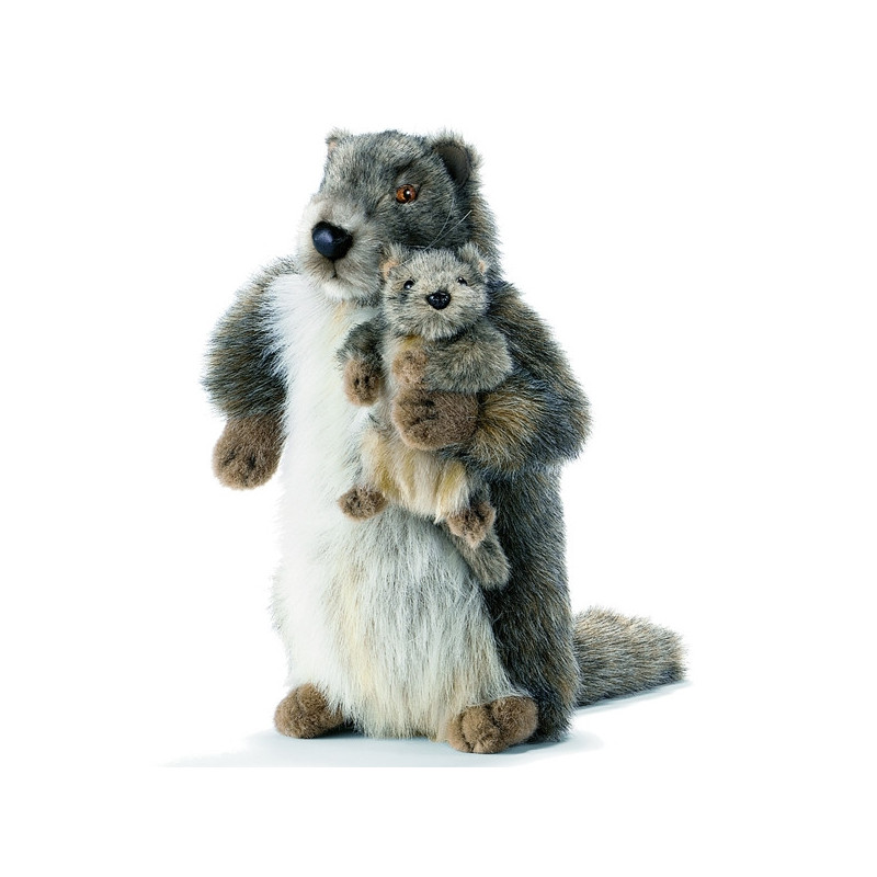 Anima - Peluche marmotte avec bébé 33 cm -4162