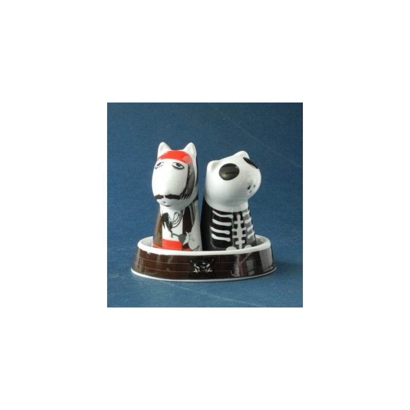 Animaux-Bois-Animaux-Bronzes.com propose Sel et poivre chien et Chat pirates de top choice -PTC107