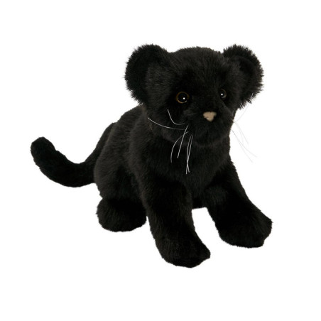 Félin Panthère noire bébé assis 18cmh/18cml peluche animalière -7487