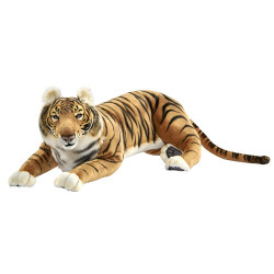 Félin Tigre brun couché 100cml peluche animalière -7704