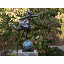 Décoration Statuette bronze personnage Statuette grande ballerine sur bol bronze -AN2561BRW-HP