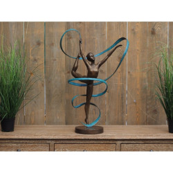 Décoration Statuette bronze personnage Statuette gymnaste avec ruban bronze -AN2418BR-HP