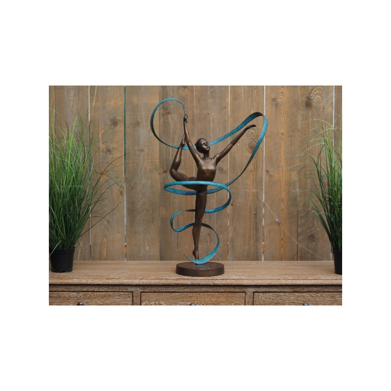 Décoration Statuette bronze personnage Statuette gymnaste avec ruban bronze -AN2418BR-HP