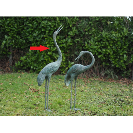 Statuette bronze grue regardant vers le haut cm