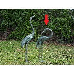 Décors Animaux en Bronze Statuette bronze grue regardant vers le bas cm