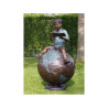 Décors Animaux en Bronze Statue bronze garçon assis sur un globe -B59480