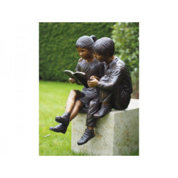 Décors Animaux en Bronze Statue bronze garçon et fille -B749-1
