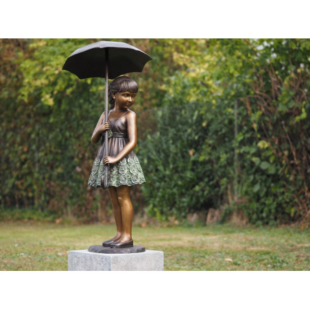 Décors Animaux en Bronze Statue bronze fille avec un parapluie -B1279