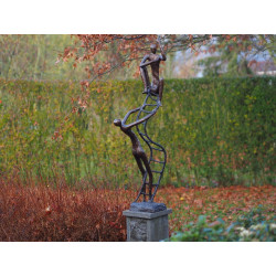 Décors Animaux en Bronze Statue bronze 2 hommes sur une échelle -B91160