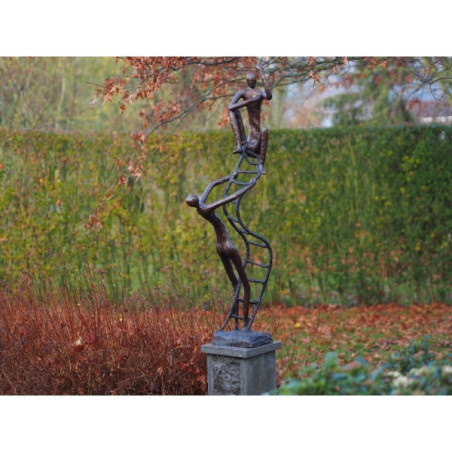 Décors Animaux en Bronze Statue bronze 2 hommes sur une échelle -B91160