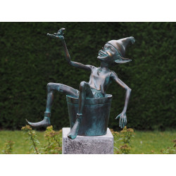 Décoration Statuette bronze personnage Statuette pixie avec un seau bronze -AN1335BR-V