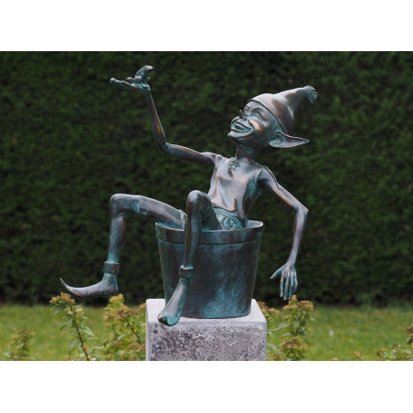 Décoration Statuette bronze personnage Statuette pixie avec un seau bronze -AN1335BR-V