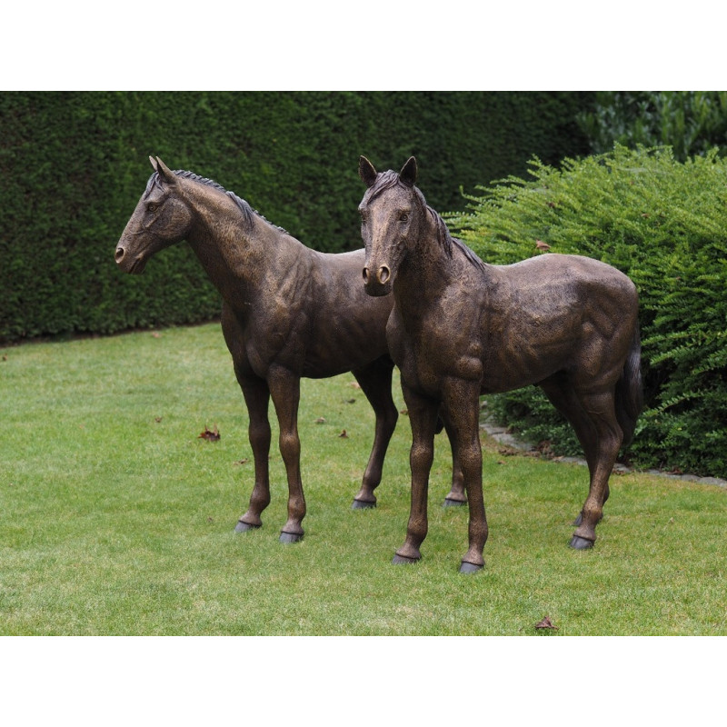 Décors Animaux en Bronze Statue bronze couple de chevaux -B1309