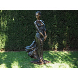 Décors Animaux en Bronze Statue bronze femme debout dans le vent -B1353