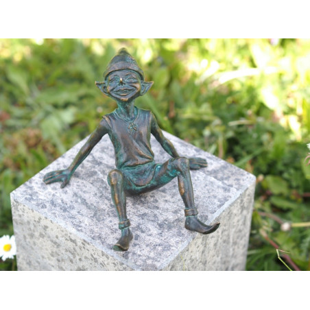 Décoration Statuette bronze personnage Statuette pixie assis bronze -BS1404V