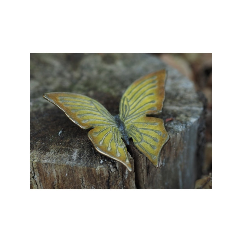 Décors Animaux en Bronze Papillon jaune patiné à chaud bronze -HW1824BRW-HP