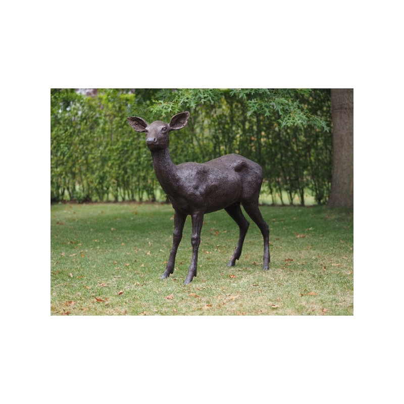 Statue bronze biche -B47234