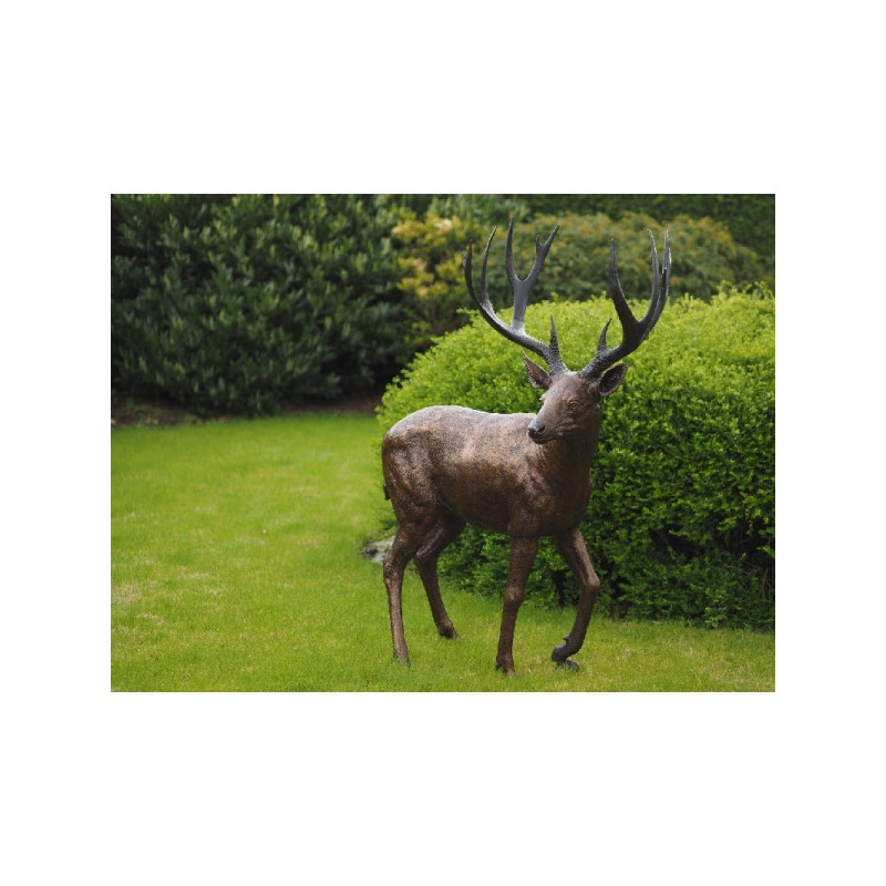 Statue bronze biche -B837-1