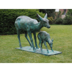 Décors Animaux en Bronze Statue bronze biche et son faon -B97202