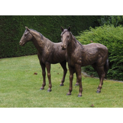 Décors Animaux en Bronze Statue bronze couple de chevaux -B1309 (2)