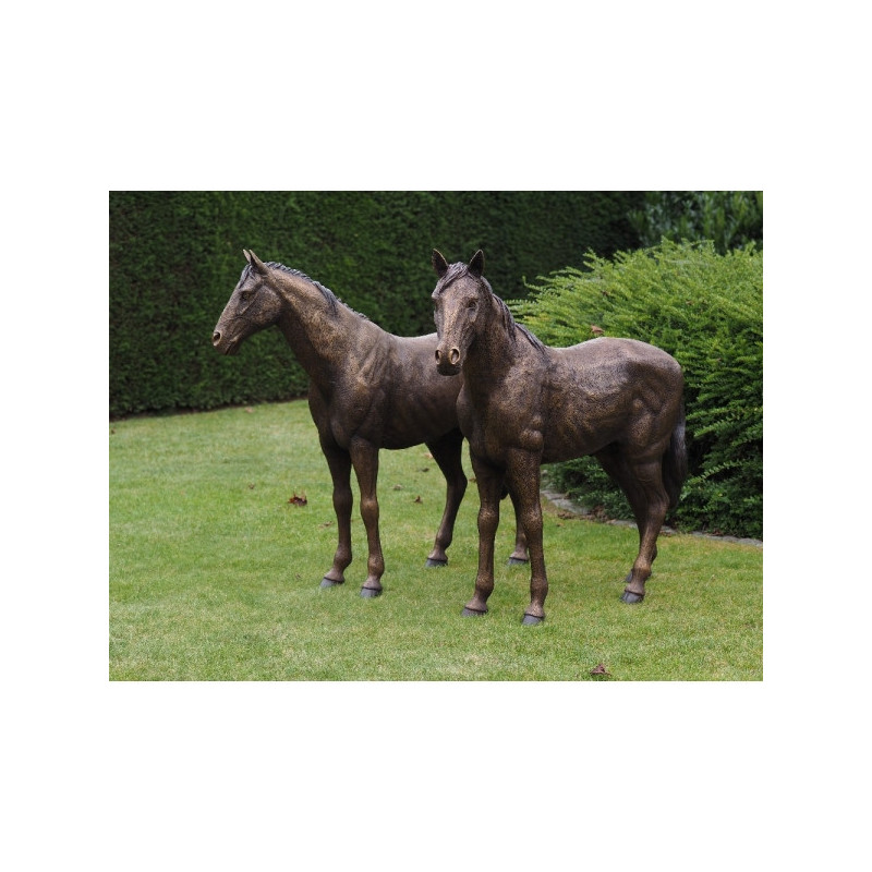 Décors Animaux en Bronze Statue bronze couple de chevaux -B1309