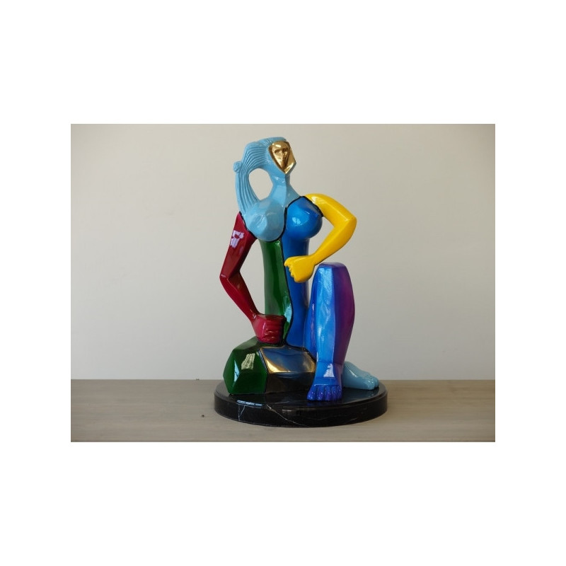 Statue bronze figurine moderne colorée -B47272
