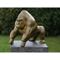 Décors Animaux en Bronze Statue bronze gorille vert patiné à chaud -B91140