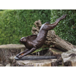 Décors Animaux en Bronze Statue bronze lièvre qui court -B94570