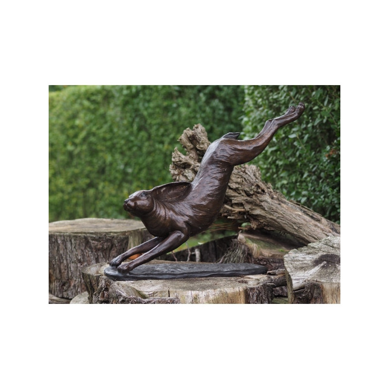 Décors Animaux en Bronze Statue bronze lièvre qui court -B94570
