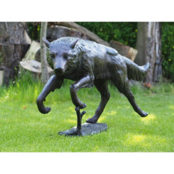 Décors Animaux en Bronze Statue bronze loup qui court -B94078