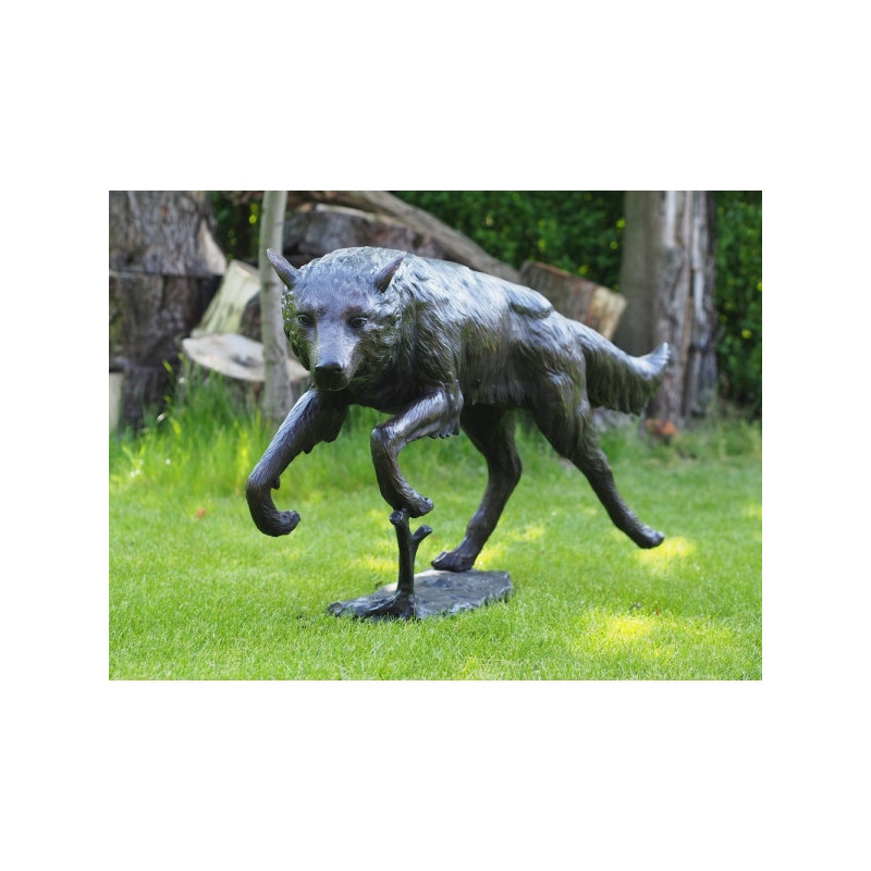 Statue bronze loup qui court -B94078