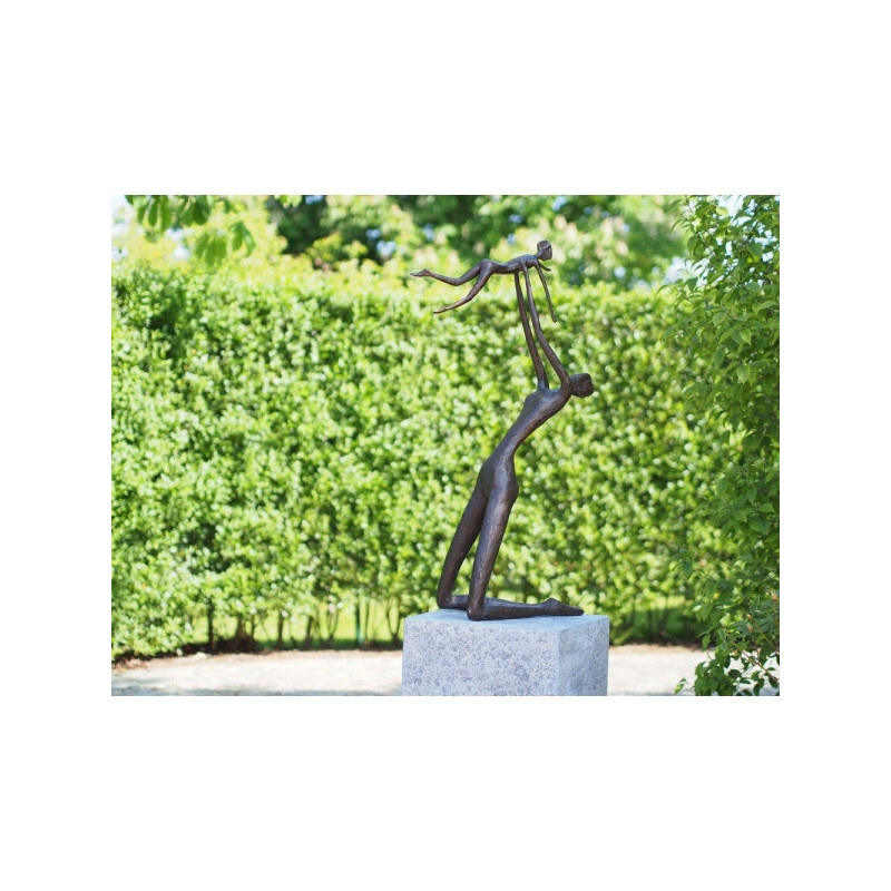 Décors Animaux en Bronze Statue bronze mère et enfant moderne -B88200