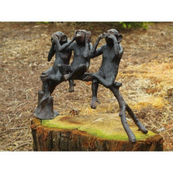 Décors Animaux en Bronze Statue bronze 3 singes sur un arbre -B97190