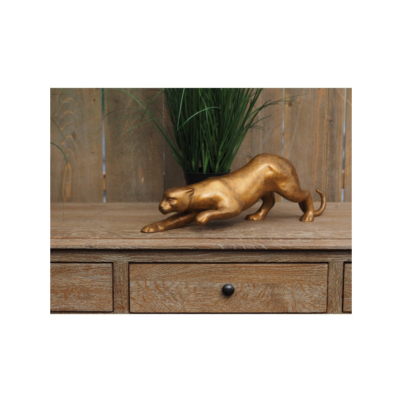 Statuette petit jaguar rampant bronze -AN2063BR-HP-S