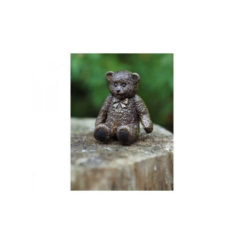 Statuette petit ours en peluche bronze -AN1529BR-B