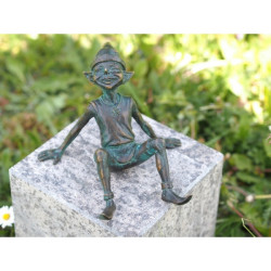 Décoration Statuette bronze personnage Statuette pixie assis bronze -BS1404V (2)